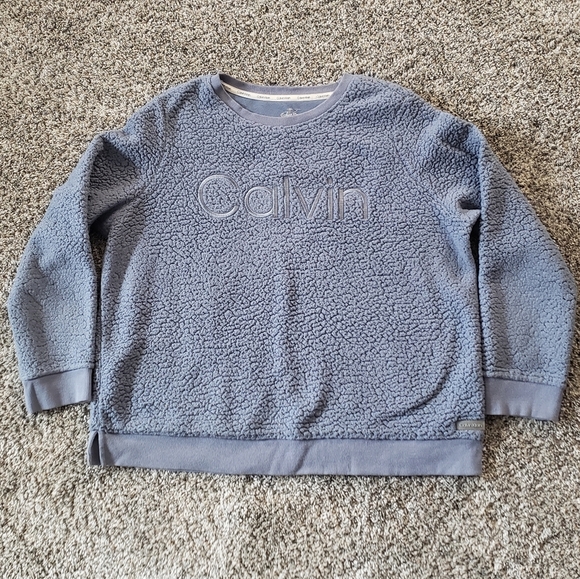 Calvin Klein| Sherpa Fuzzy and Cozy Crew Neck Sweater Sweatshirt - Picture 1 of 4